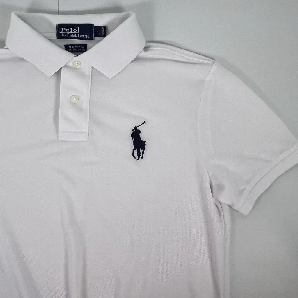 Team USA 2022 Paralympic Ralph Lauren Earth Polo Mens M White Custom Slim Shirt